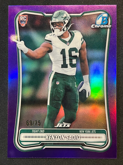 2026 Bowman Chrome Kenyon Sadiq Rookie True Purple 69/75 #BCV-158 Jets