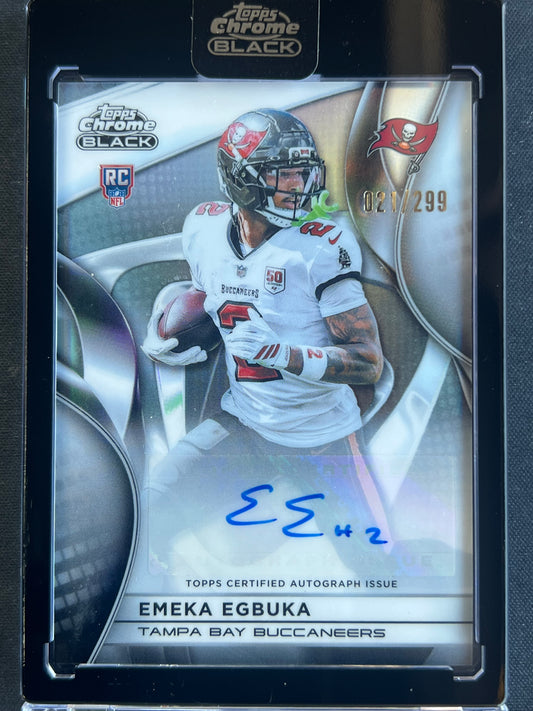 2025 Topps Chrome Black Emeka Egbuka Refractor Autograph /299 #RAU-EE RC