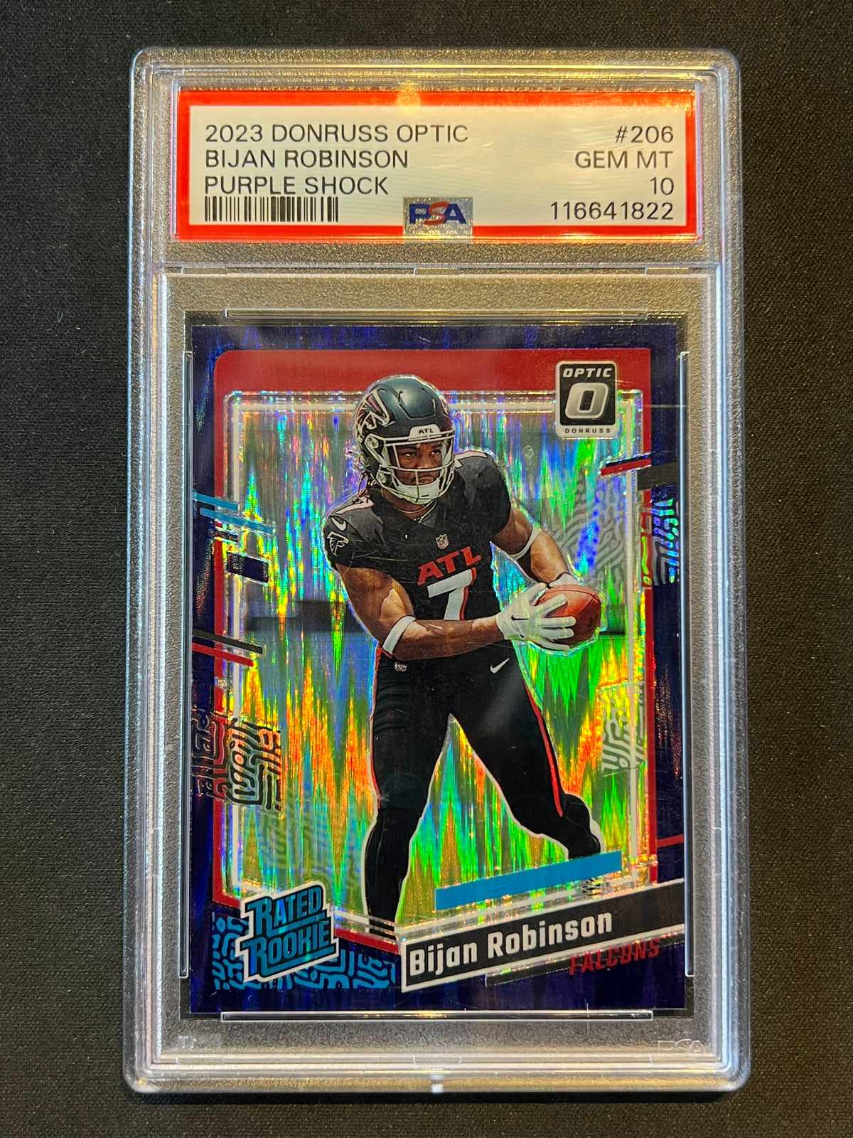 2023 Donruss Optic Bijan Robinson #206 Purple Shock RC PSA 10