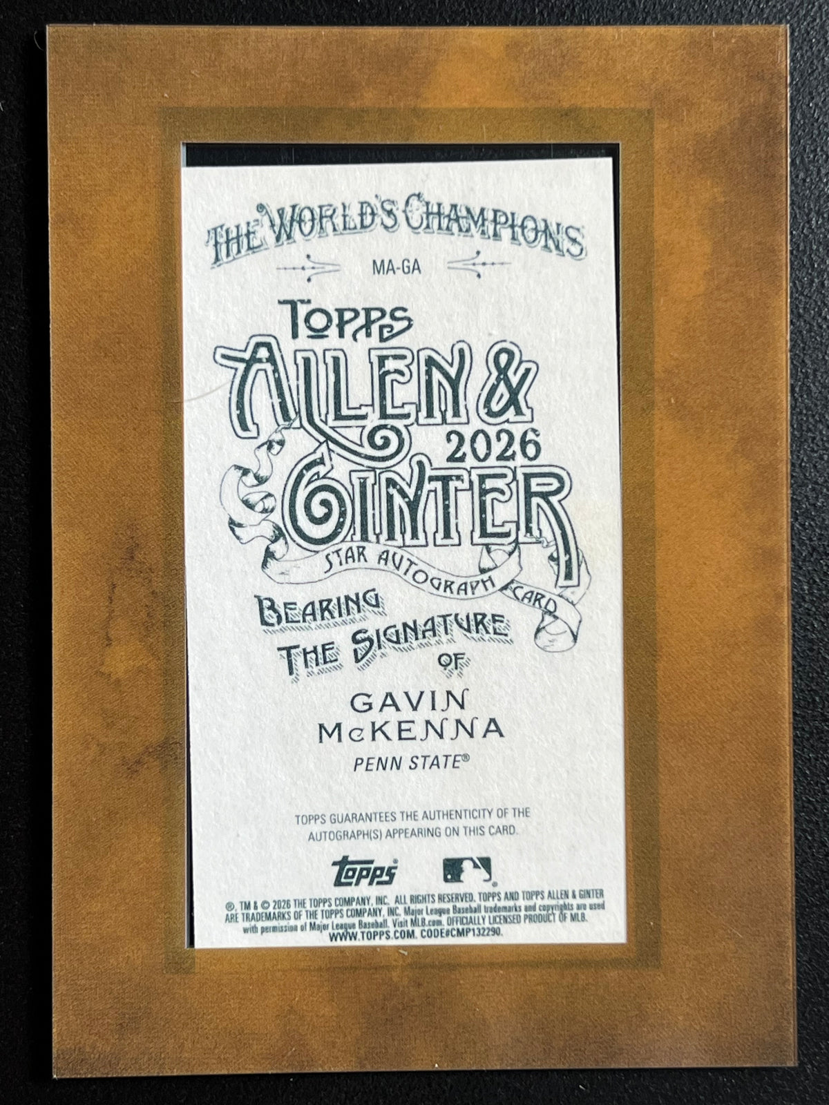 2026 Topps Allen & Ginter Gavin McKenna #MA-GA Framed Mini Autograph