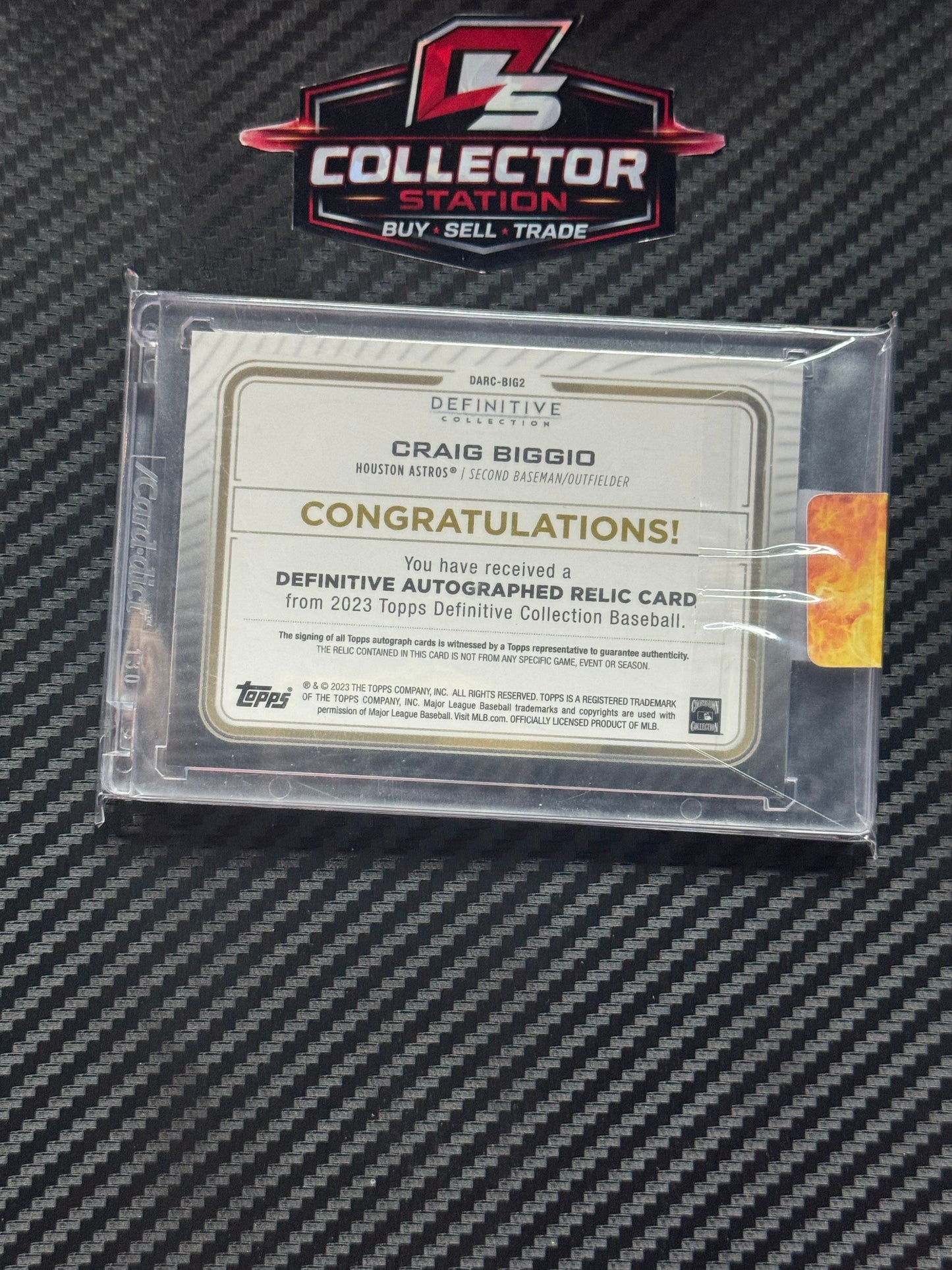 2023 Topps Definitive Collection Green Craig Biggio Auto Relic 05/10 #DARC-BIG2