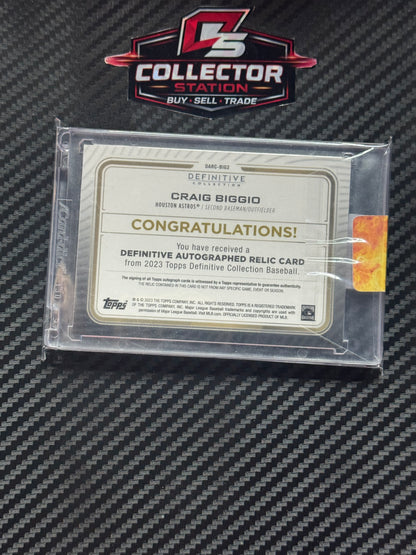 2023 Topps Definitive Collection Green Craig Biggio Auto Relic 05/10 #DARC-BIG2