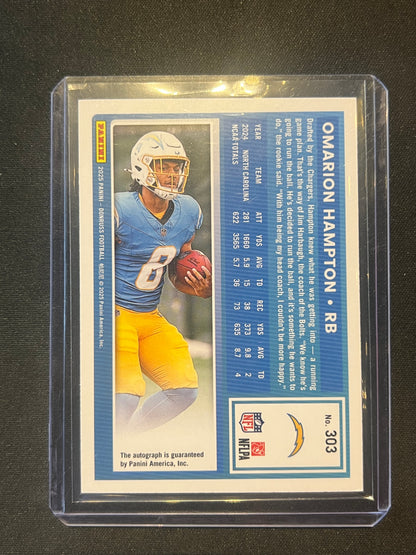 2025 Panini Donruss- Rated Rookie Omarion Hampton #303 Green Autographs