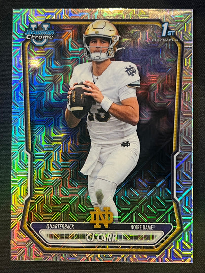 2026 Bowman Football CJ Carr 1st Bowman Chrome Mojo Refractor Notre Dame #BCP-110