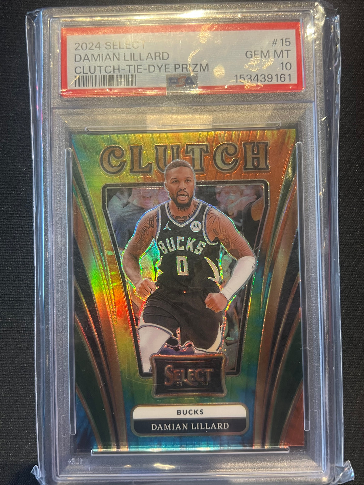 2024-25 Panini Select Clutch Damian Lillard#15 Tye-Dye Prizm PSA 10