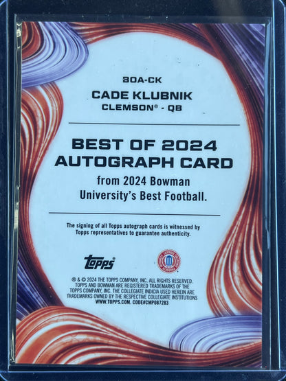 2024 Bowman University Best - Best of 2024 Autographs Cade Klubnik #BOA-CK Clemson