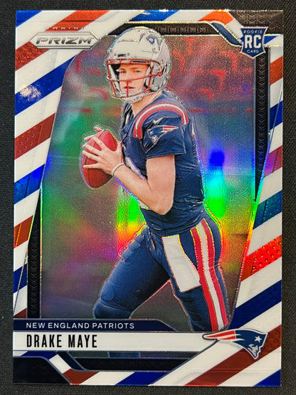 2024 Panini Prizm - Rookies Drake Maye #329 Red White & Blue Prizm (RC)