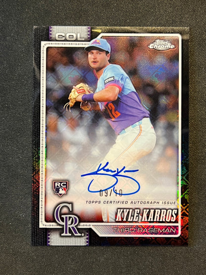 2026 Topps Chrome Kyle Karros Black Logofractor Rookie Auto 09/10 Rockies RC