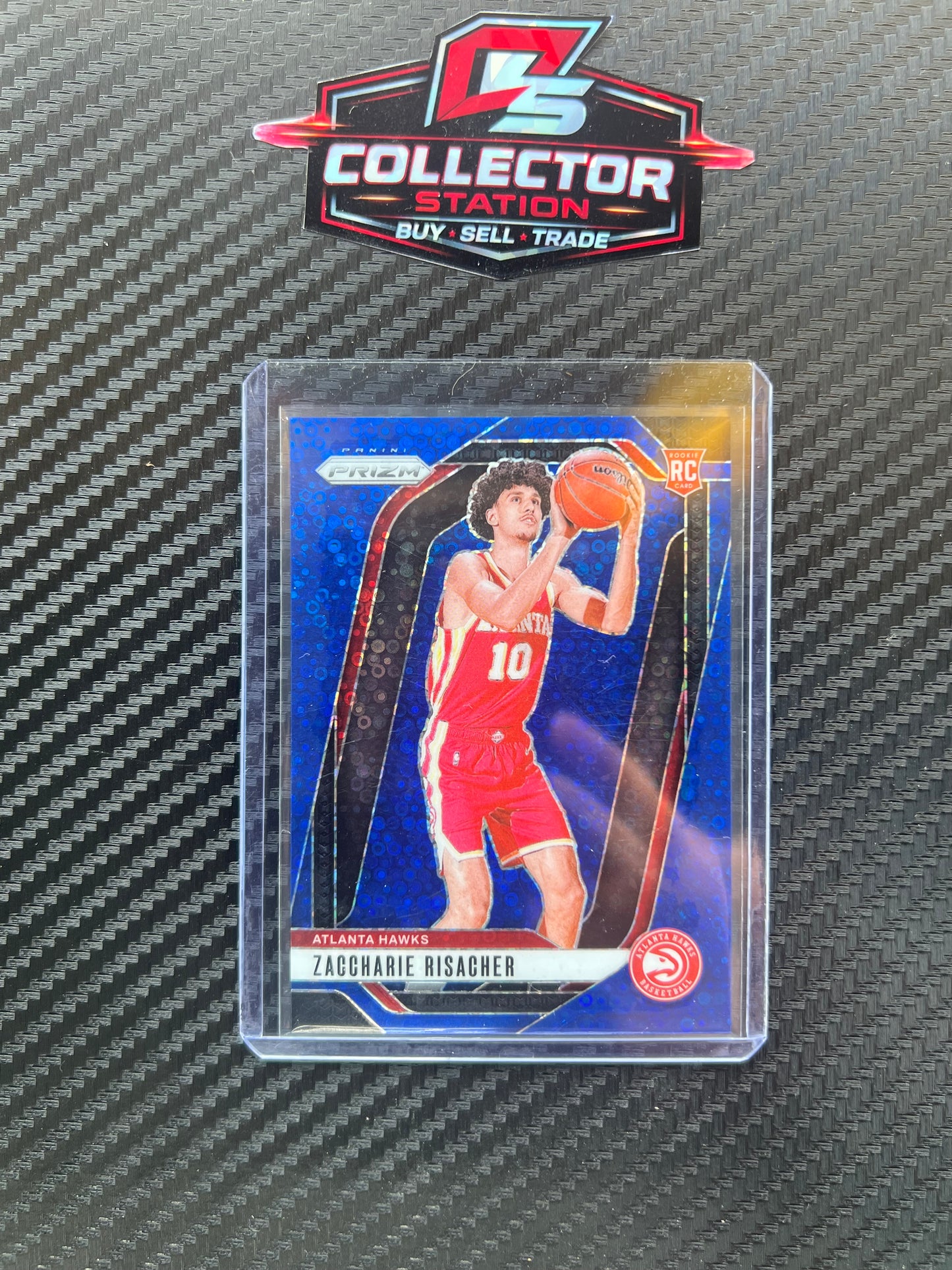 2024-25 Panini Prizm Zaccharie Risacher Fast Break Blue Prizm RC /150