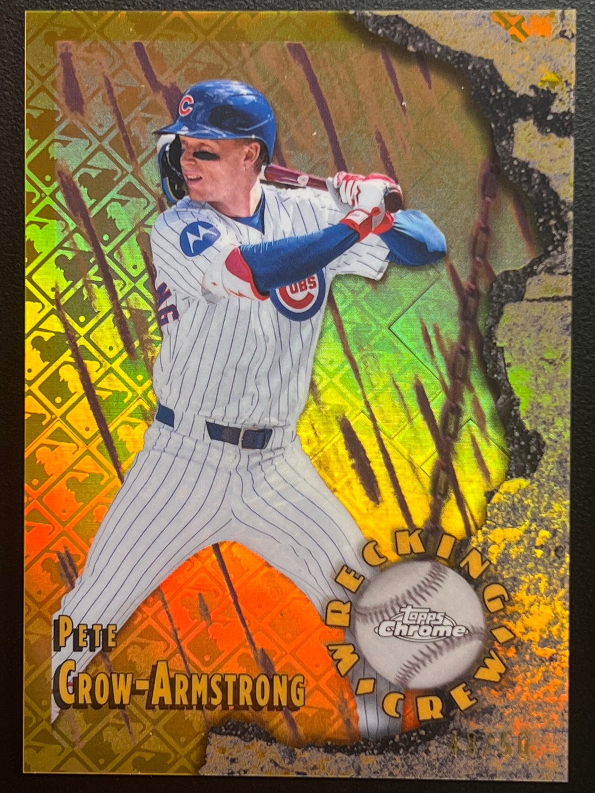 2026 Topps Chrome Wrecking Crew Pete Crow-Armstrong Logofractor Gold Refractor /50 #WC-7
