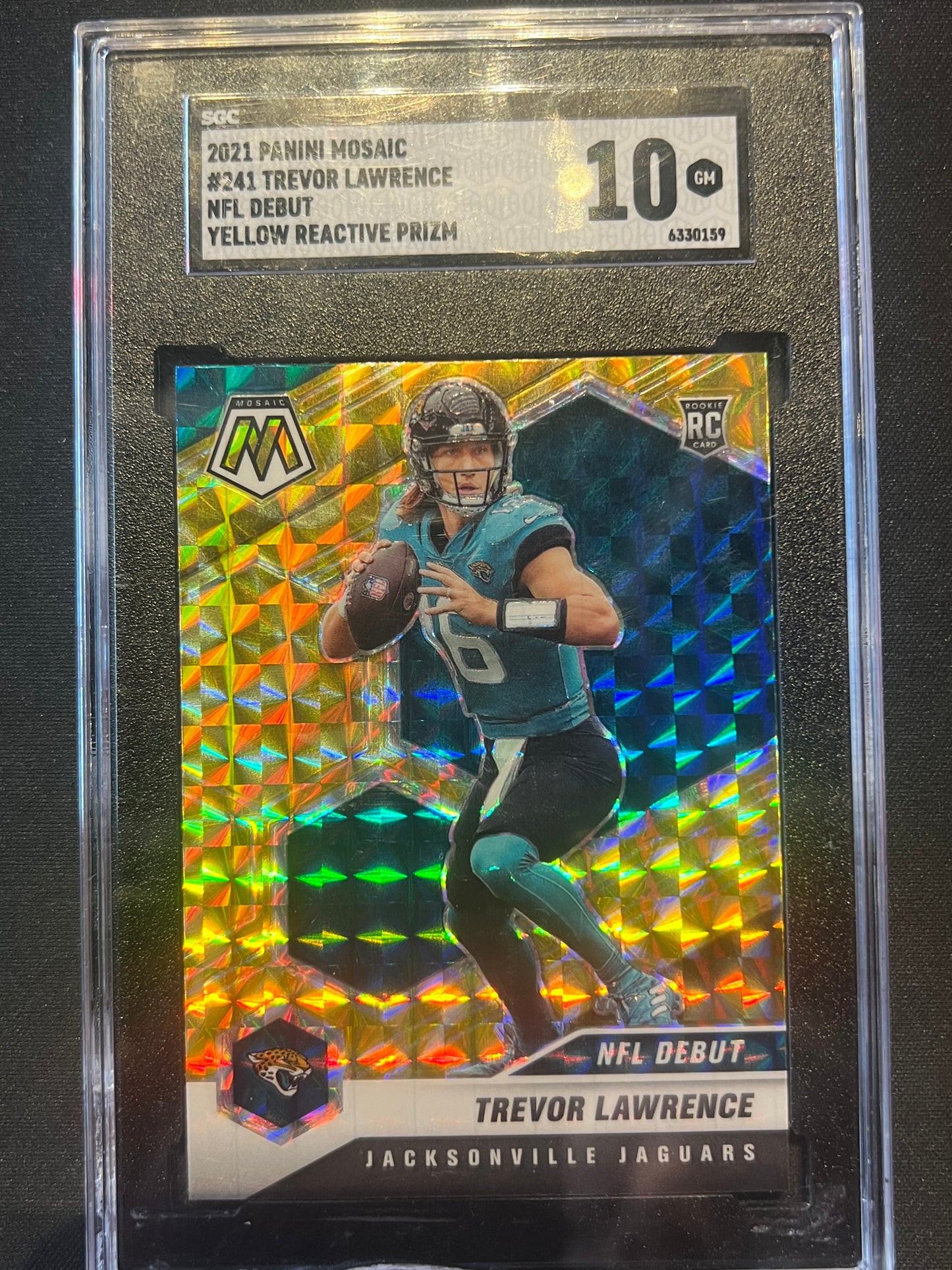 2021 Panini Mosaic Trevor Lawrence RC NFL Debut Yellow Reactive Jaguars SGC 10