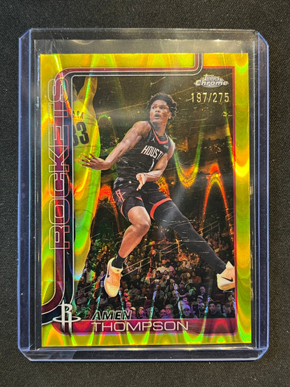 2025-26 Topps Chrome Update Amen Thompson Yellow Raywave /275 #44 Rockets
