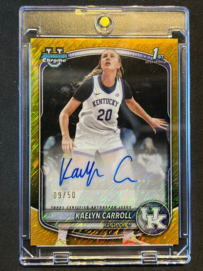 2025-26 Bowman Chrome Kaelyn Carroll 1st Gold Shimmer Refractor Auto /50 #CPA-KC