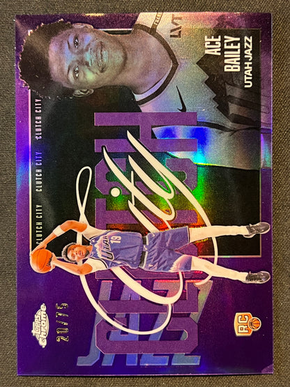 2025-26 Topps Chrome Update Ace Bailey #YQ-5 Purple Clutch City Rookie RC /75