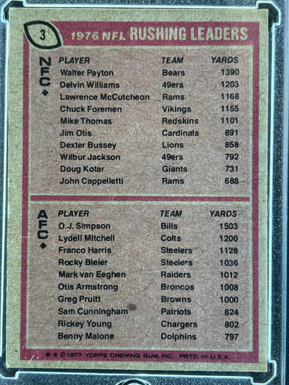 1977 Topps #3 Walter Payton / O.J. Simpson Chicago Bears, Buffalo Bills