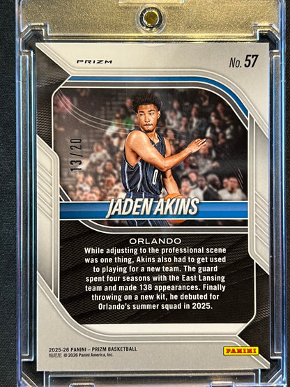 2025-26 Panini Prizm Jaden Akins Cherry Blossom Scope Prizm /20 #57 (RC)