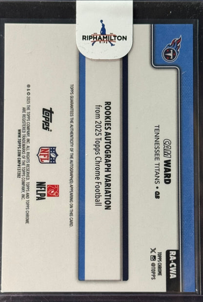 2025 Topps Chrome Cam Ward Rookie  On-Card Auto Green Lava Refractor 03/99 RA-CWA