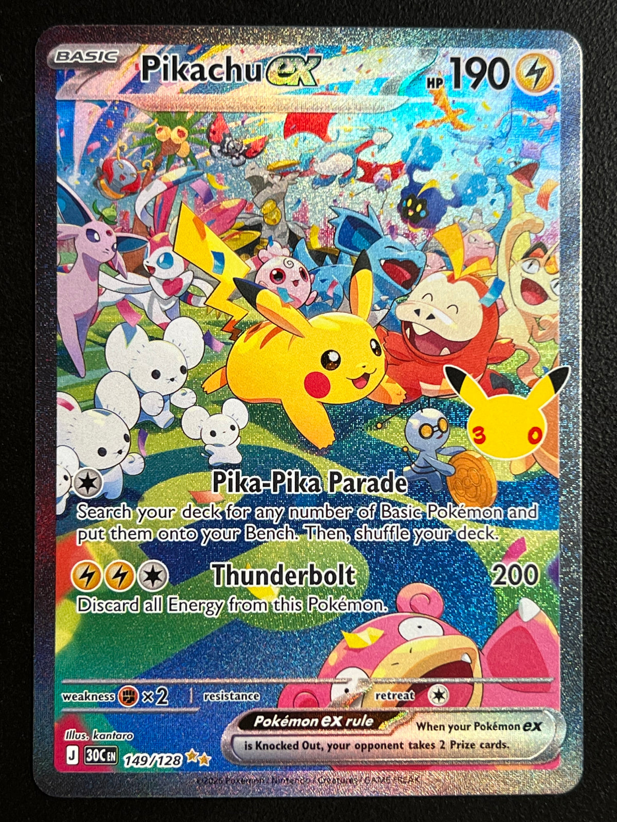 Pikachu ex - 149/128 - ME: 30th Celebration (30C) NM Pokemon