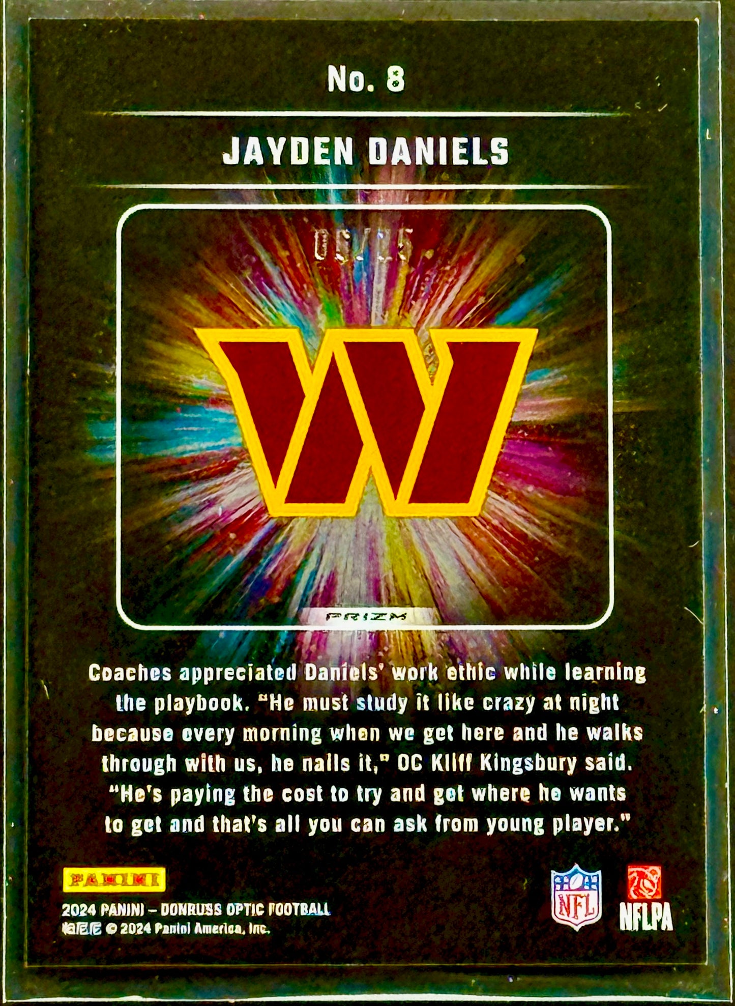 2024 Donruss Optic Jayden Daniels Light it Up Black Pandora 6/25 #8 RC