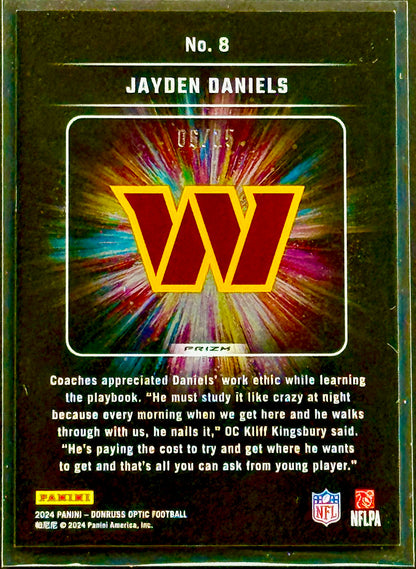 2024 Donruss Optic Jayden Daniels Light it Up Black Pandora 6/25 #8 RC