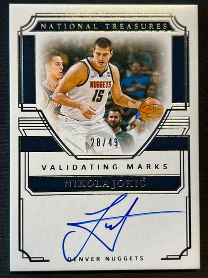 2019-20 National Treasures Validating Marks Auto /49 Nikola Jokic #VM-NJK