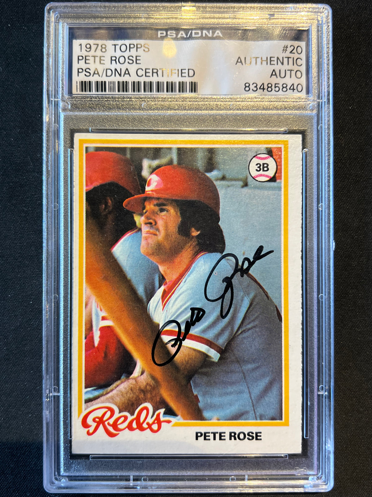 1978 Topps #20 Pete Rose Autographed Baseball Card PSA Certified Authentic Auto