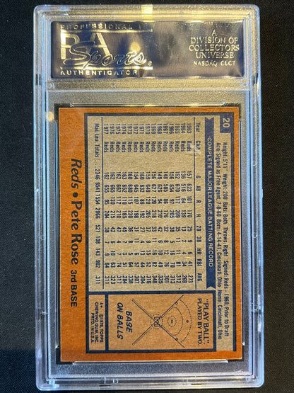 1978 Topps #20 Pete Rose Autographed Baseball Card PSA Certified Authentic Auto