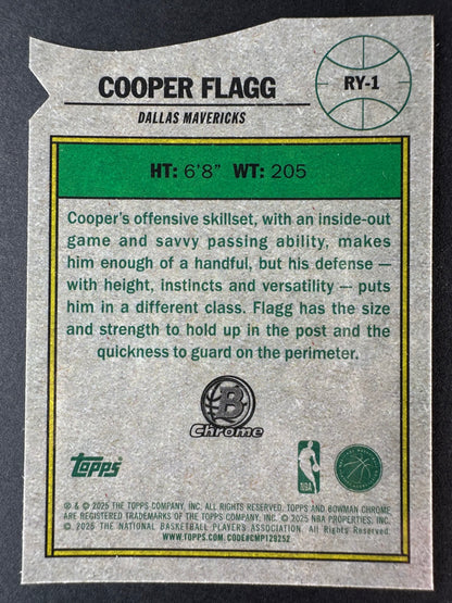 2025 Bowmen Cooper Flagg Rookie Of The Year Favorites Chrome Die Cut