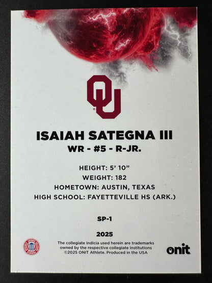 2025 Onit Black Oklahoma Sooners Isaiah Satenga III Color Blast SSP