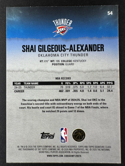 2025-26 Topps Signature Class Basketball Shai Gilgeous-Alexander Lime /175