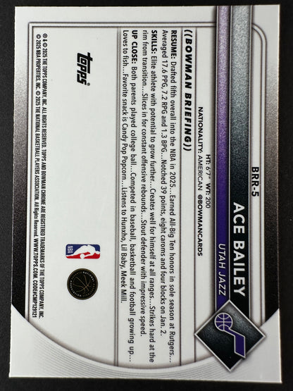 2025-26 Bowmen Chrome Ace Bailey Rookie Red Logo Variation