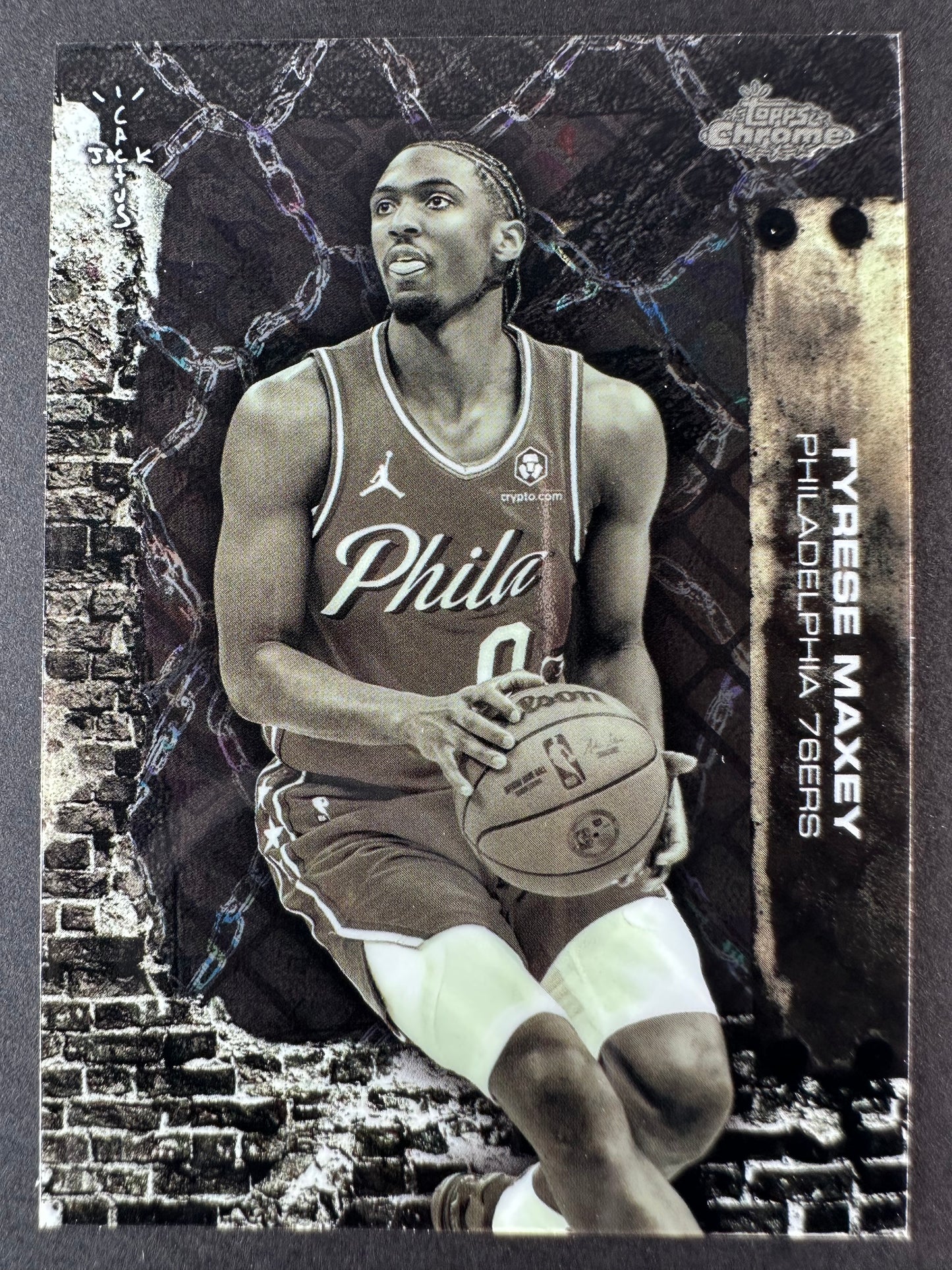 2025 Topps Chrome Cactus Jack Tyrese Maxey Base Logofractor