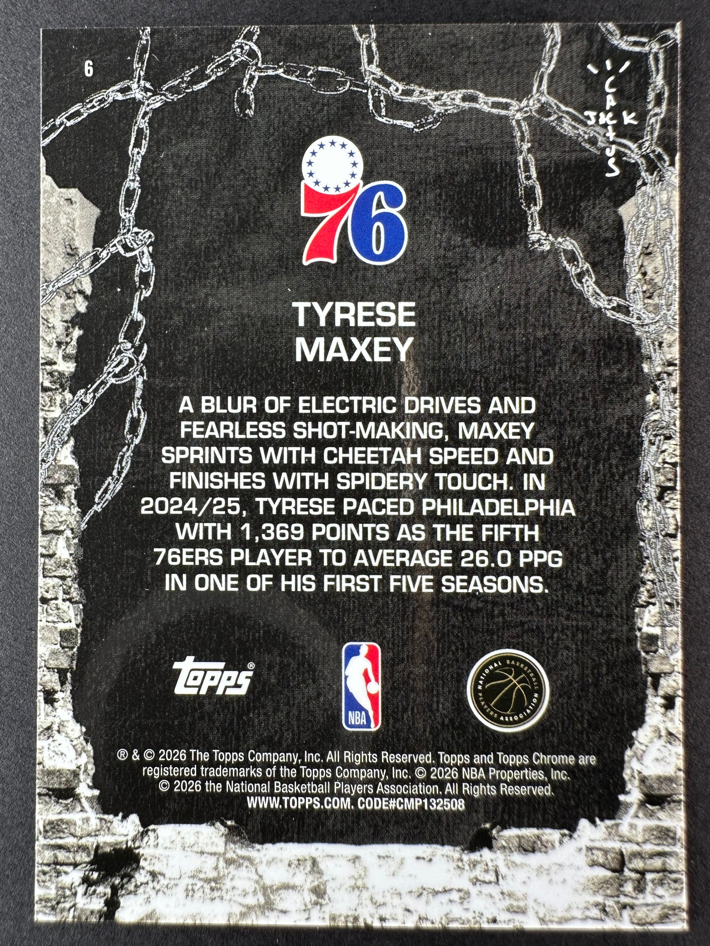 2025 Topps Chrome Cactus Jack Tyrese Maxey Base Logofractor
