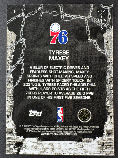 2025 Topps Chrome Cactus Jack Tyrese Maxey Base Logofractor