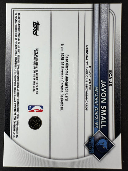 2025-26 Bowmen Basketball Javon Small Speckle Auto /299
