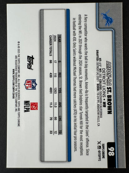 2025 Topps Chrome Football Amon-Ra St. Brown Gold /50