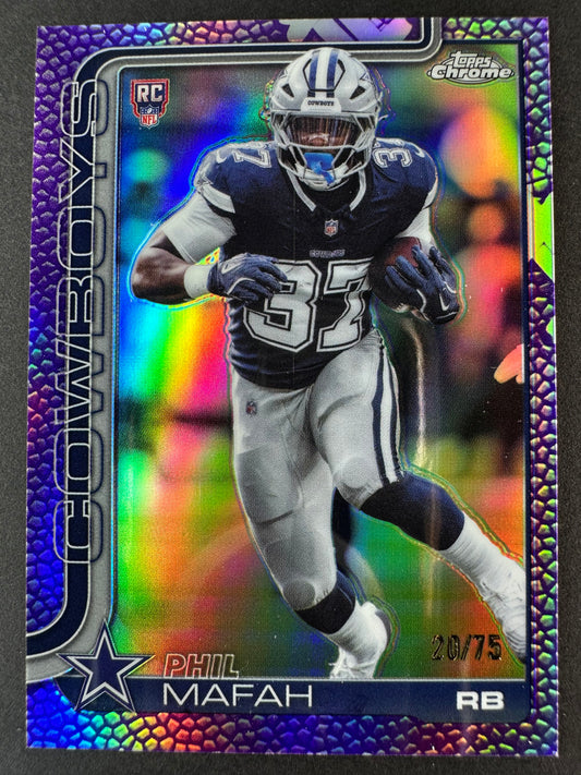 2025 Topps CHrome Football Phil Mafah Football Leather Refractor Purple /75