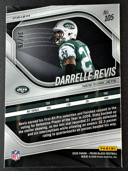 2025 Prizm Black Darrelle Revis Red Checkered /75