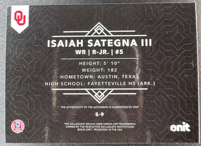 2026 Onit Black Isaiah Sategna III Auto /99