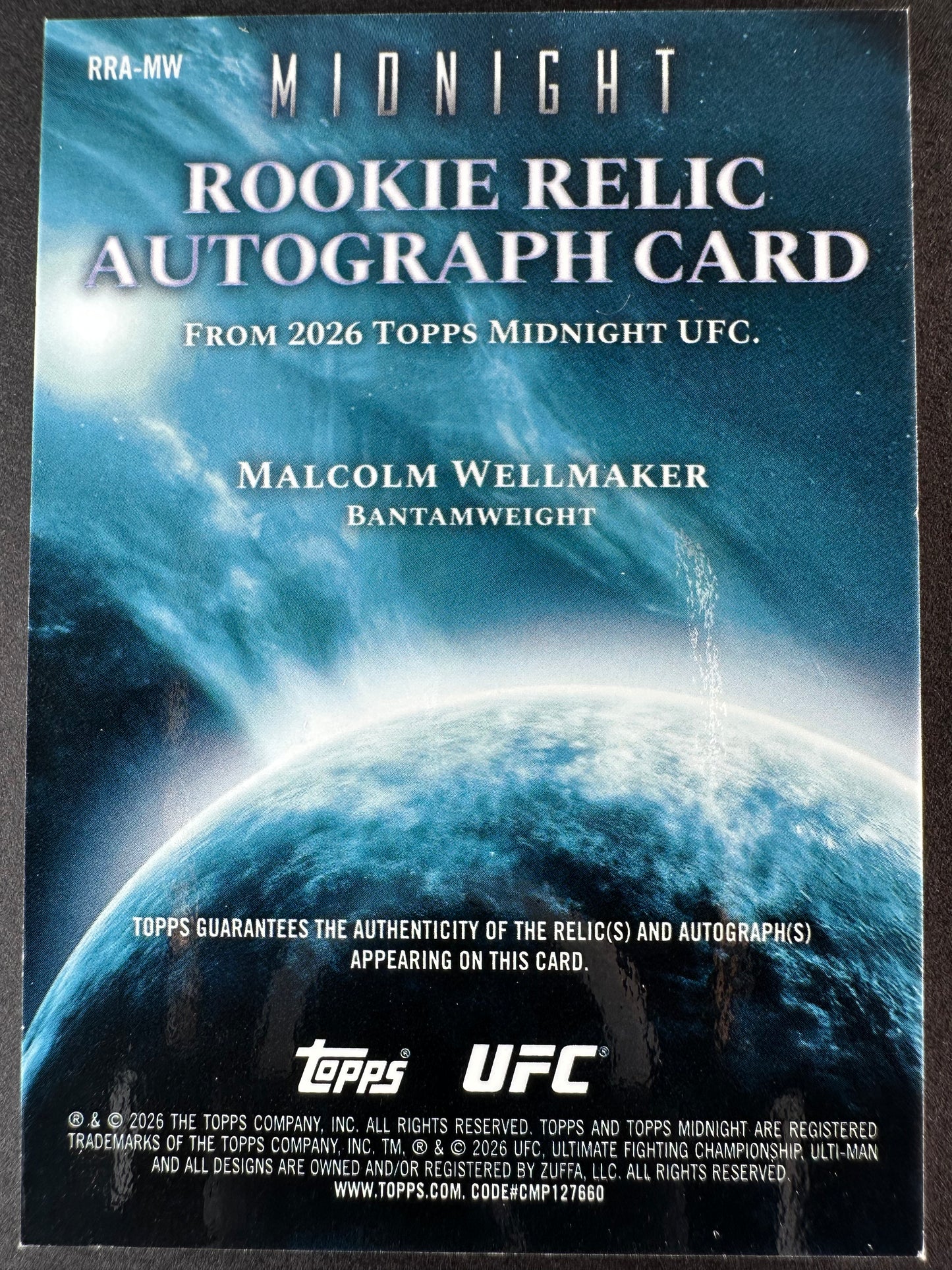 2026 Topps Midnight UFC Malcolm Wellmaker Patch Auto Pandora /25