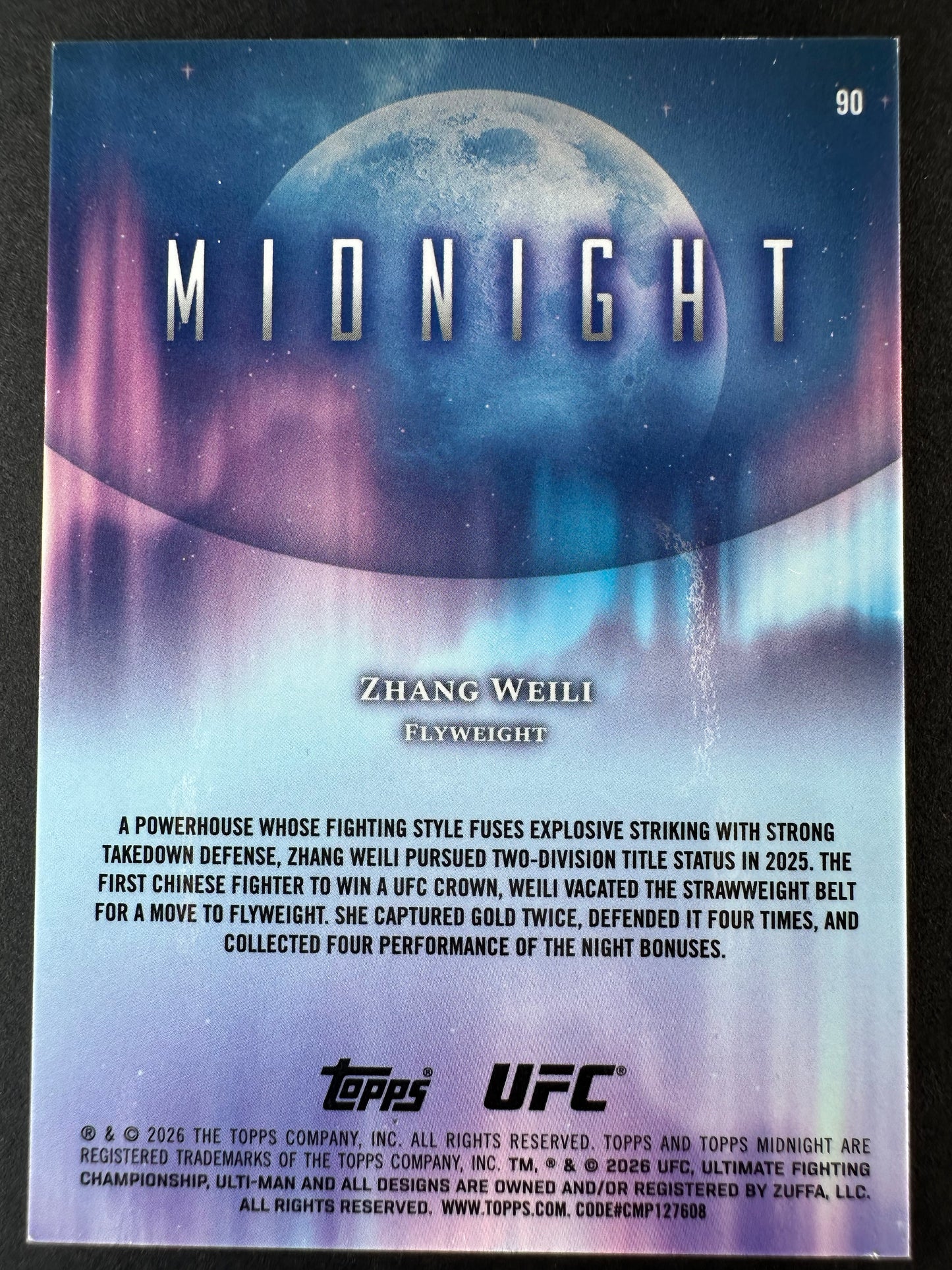 2026 Topps Midnight UFC Zhang Weili Purple Shock /75