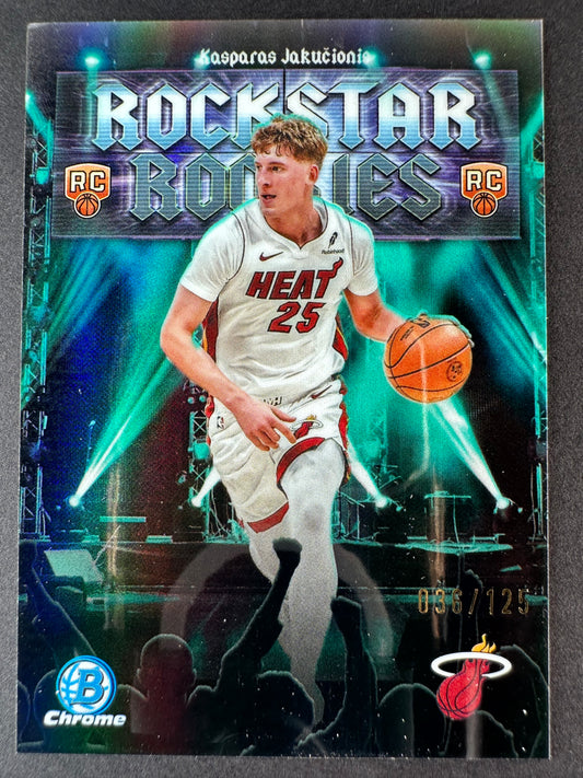 2025-26 Bowmen Chrome Kasparas Jakucioni Rockstar Rookies Auqa /125