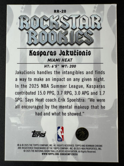 2025-26 Bowmen Chrome Kasparas Jakucioni Rockstar Rookies Auqa /125