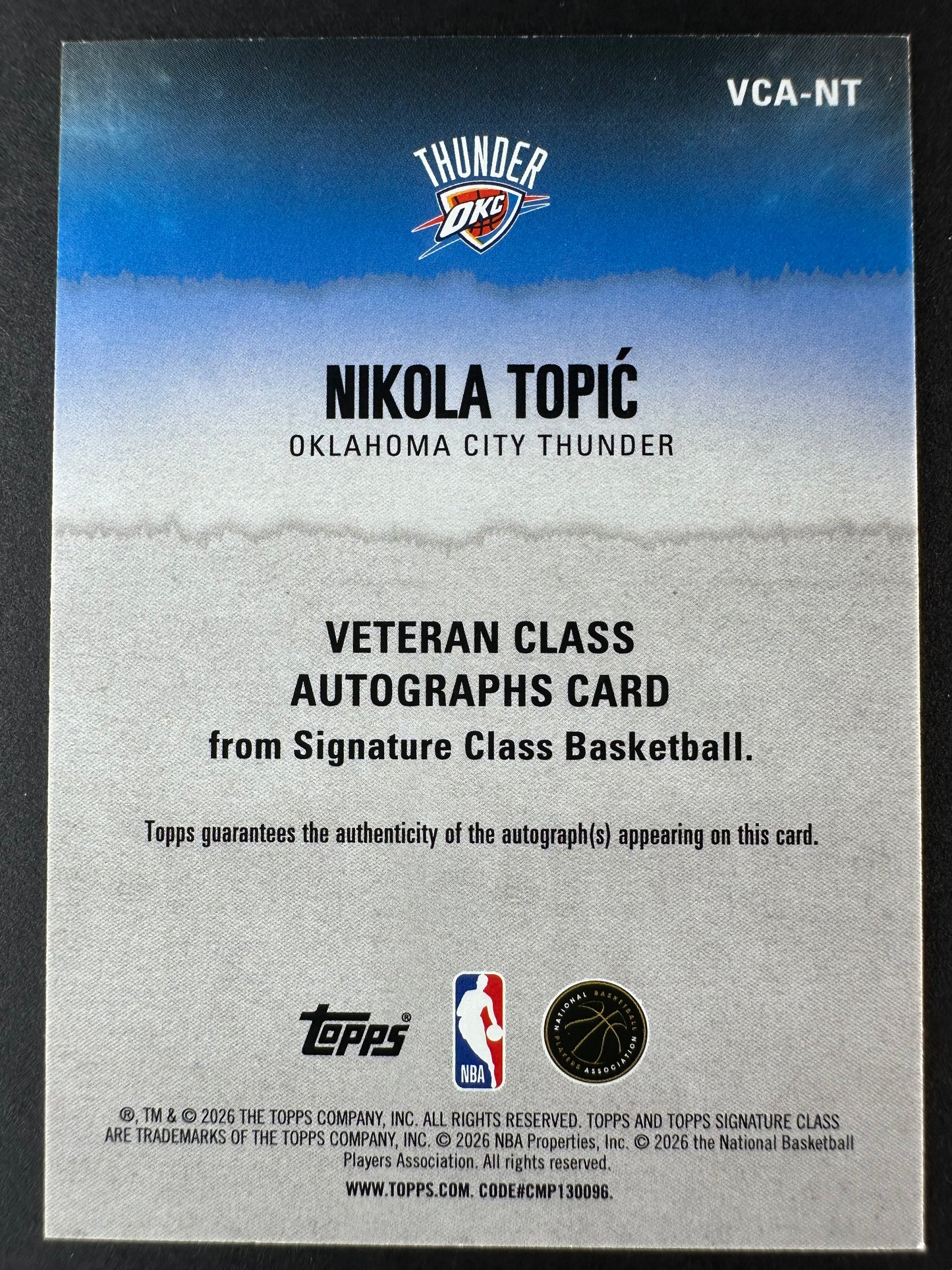 2025-26 Topps Signature Class Basketball Nikola Topic Veteran Auto Orange /50