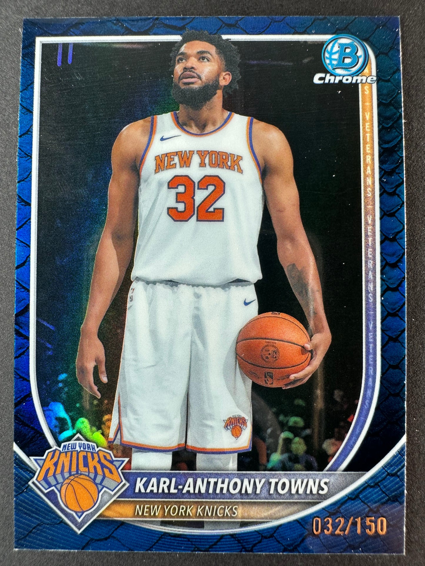 2025-26 Bowmen Chrome Karl-Anthony Towns Reptillian Refractor Blue /150