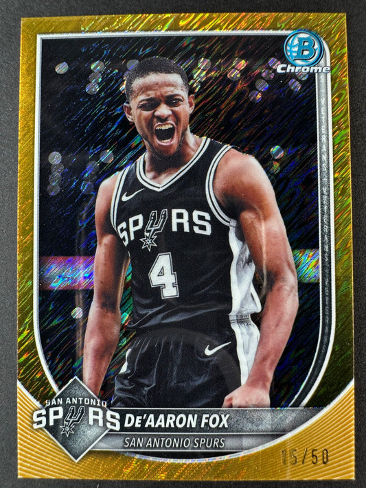 2025-26 Bowmen Chrome De'Aaron Fox Gold Shimmer /50