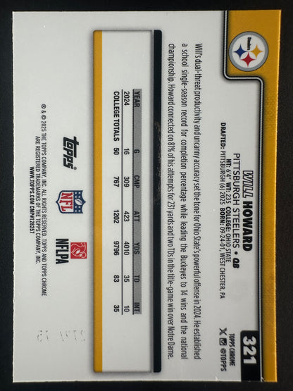 2025 Topps Chrome Will Howard yellow /275