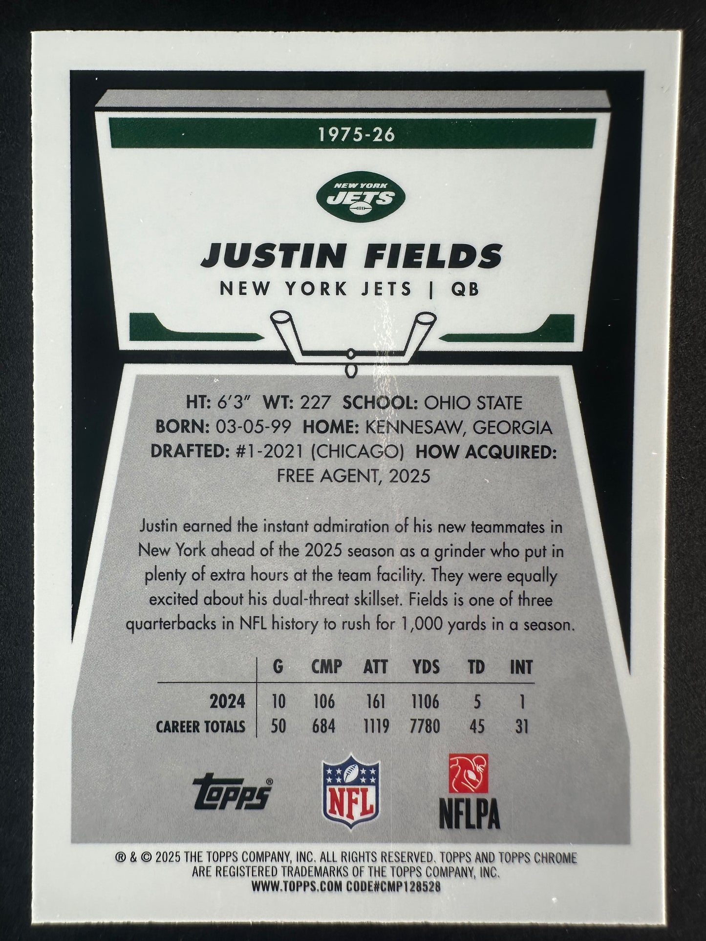 Justin Fields 2025 Aqua /199