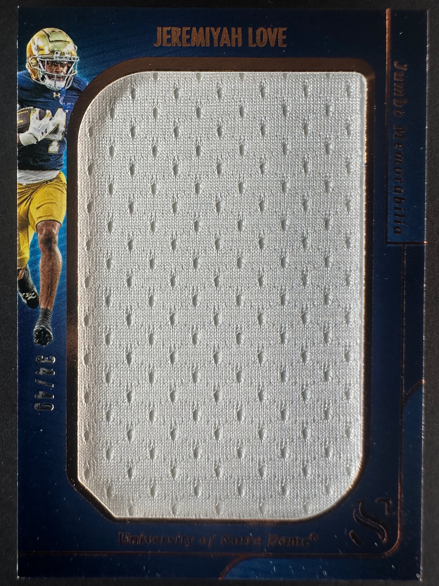 2025 Jeremiyah Love Silhouette Jumbo Patch /49 Notre Dame
