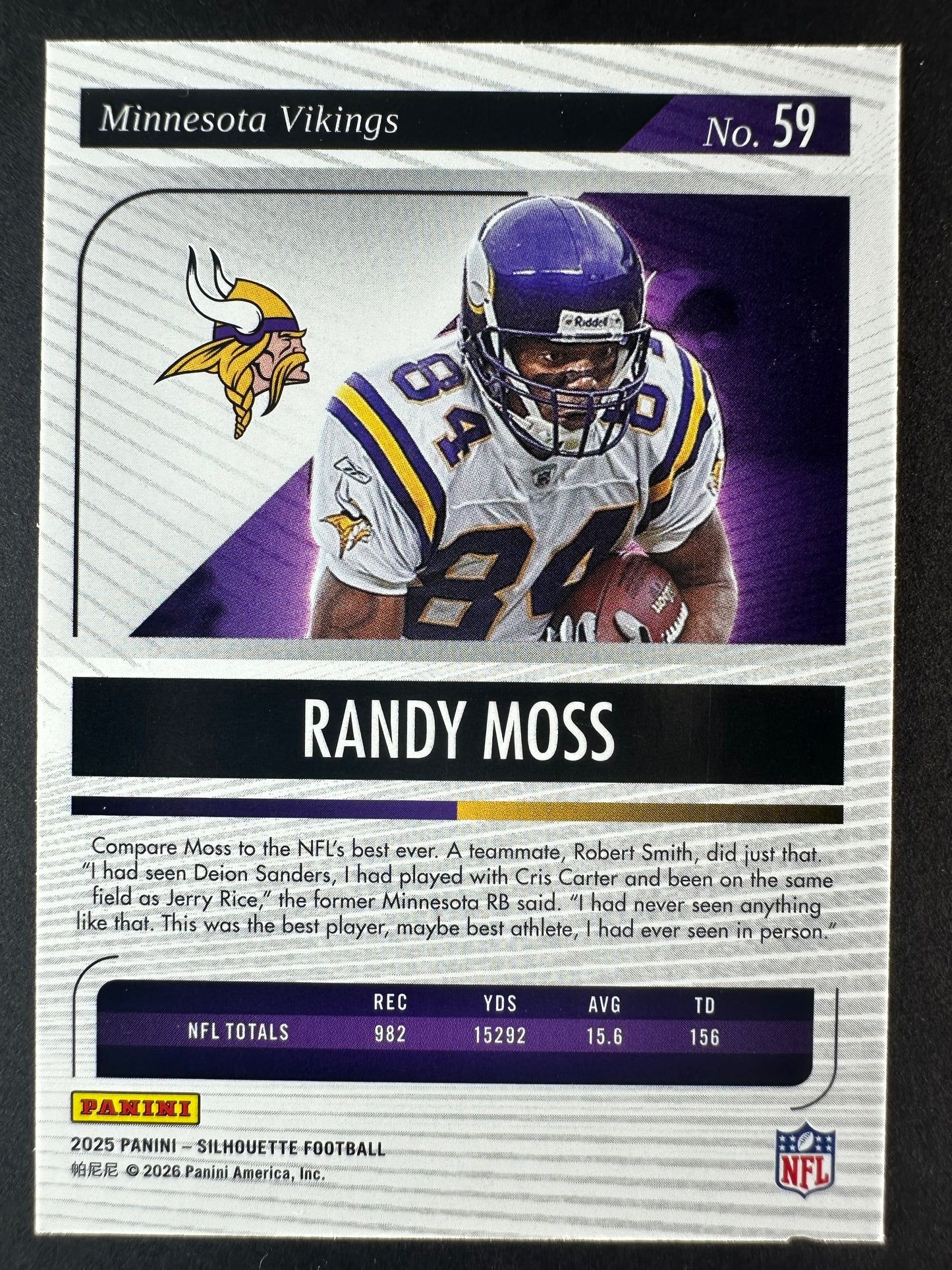 2025-26 Panini Silhouette Randy Moss Blue /99